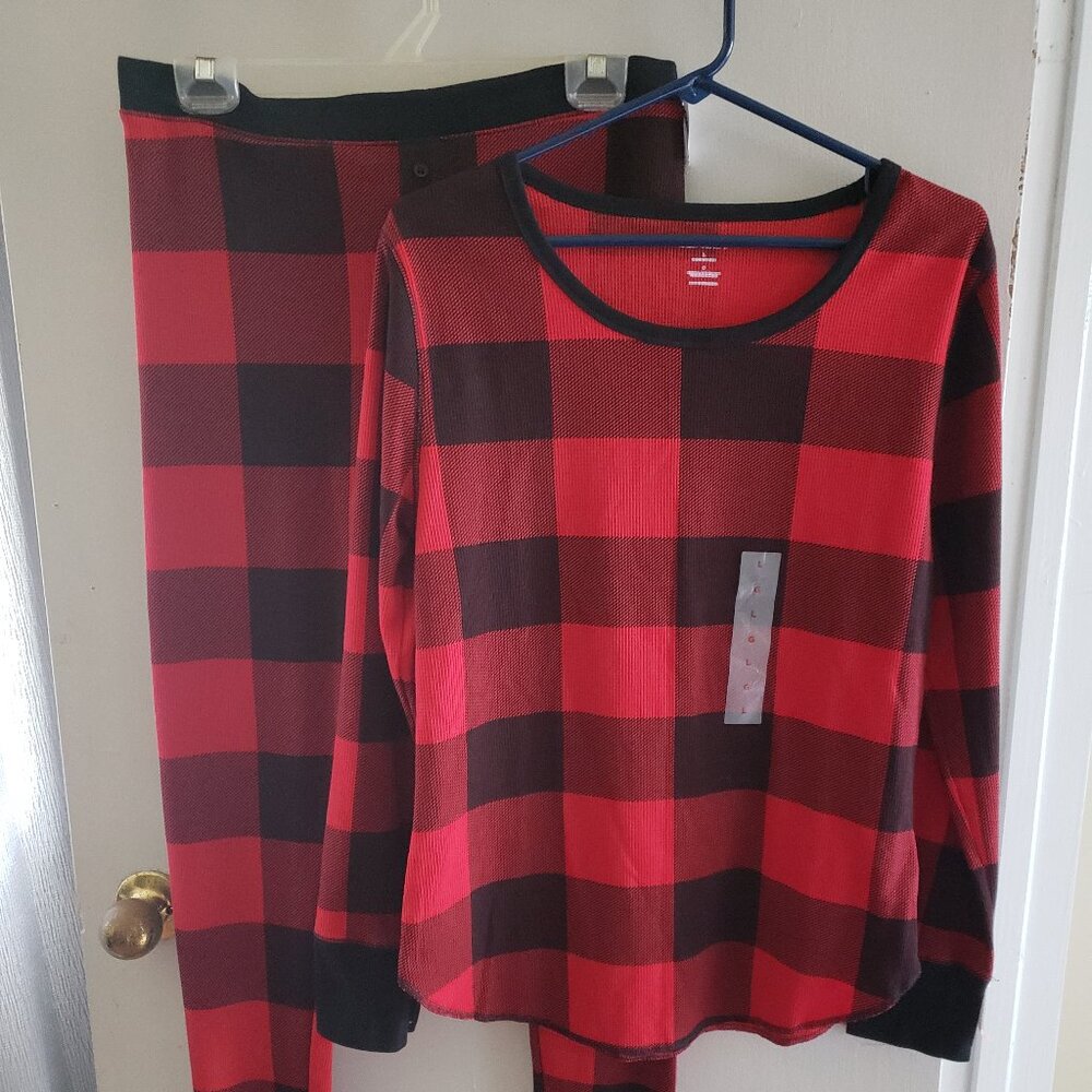 Old Navy Red and Black Plaid Pajama Set